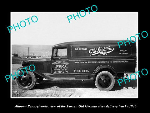 OLD LARGE HISTORIC PHOTO OF ALTOONA PENNSYLVANIA, OLD GERMAN BEER TRUCK c1930 1