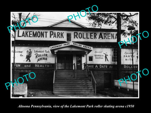 OLD LARGE HISTORIC PHOTO OF ALTOONA PENNSYLVANIA, LAKEMONT SKATING ARENA c1950