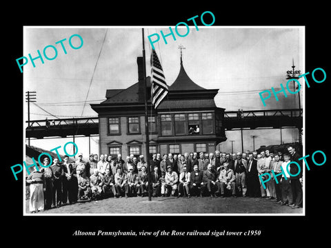 OLD LARGE HISTORIC PHOTO OF ALTOONA PENNSYLVANIA, THE ROSE RAILROAD TOWER c1950