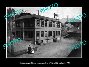 OLD LARGE HISTORIC PHOTO OF CONEMAUGH PENNSYLVANIA, THE PRR RAILROAD OFFICE 1910