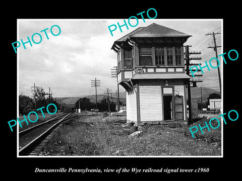 OLD LARGE HISTORIC PHOTO OF DUNCANSVILLE PENNSYLVANIA, WYE RAILROAD TOWER c1960