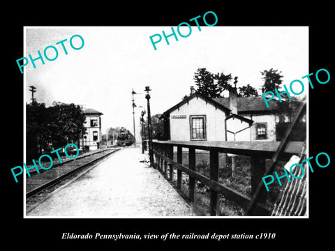 OLD LARGE HISTORIC PHOTO OF EL DORADO PENNSYLVANIA, THE RAILROAD STATION c1910