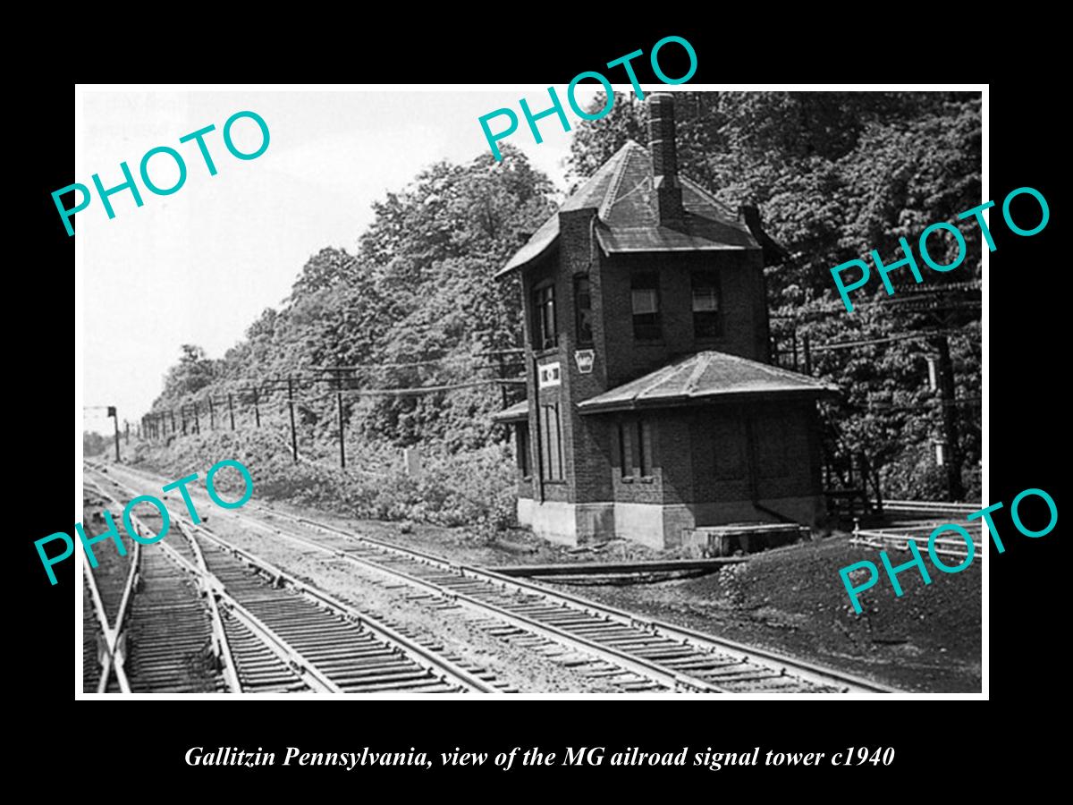 OLD LARGE HISTORIC PHOTO OF GALLITZIN PENNSYLVANIA, THE MG RAILROAD TOWER c1940