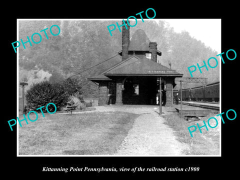 OLD LARGE HISTORIC PHOTO OF KITTANNING POINT PENNSYLVANIA RAILROAD STATION c1900