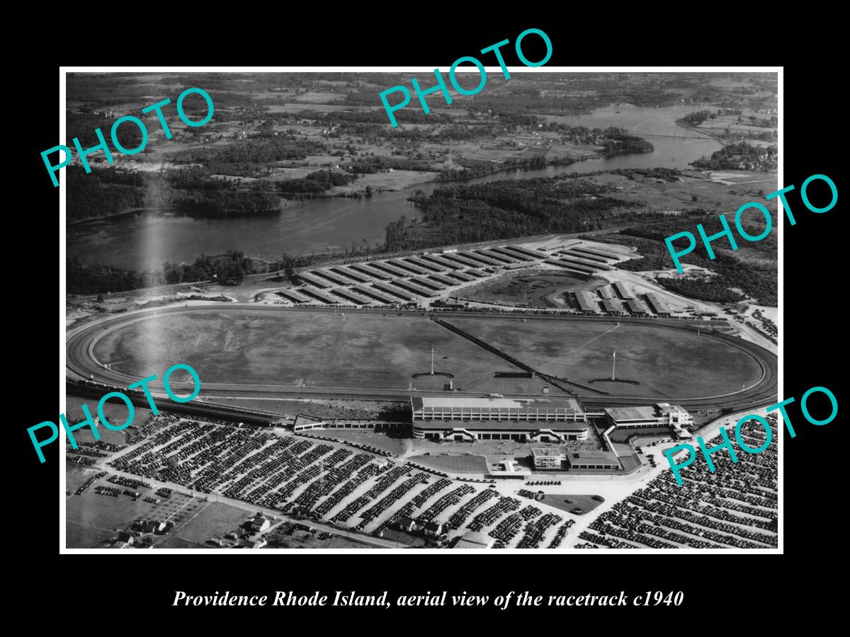 OLD HISTORIC PHOTO OF PROVIDENCE RHODE ISLAND, AERIAL VIEW OF RACETRACK c1940