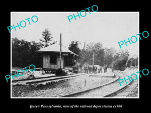 OLD LARGE HISTORIC PHOTO OF QUEEN PENNSYLVANIA, THE RAILROAD STATION c1900