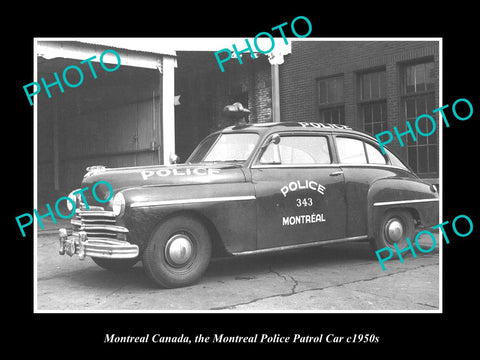 OLD LARGE HISTORIC PHOTO OF MONTREAL CANADA, THE POLICE DEPARTMENT CAR c1950