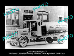 OLD LARGE HISTORIC PHOTO OF SPARTANSBURG PENNSYLVANIA, THE CITY DEPT TRUCK c1920