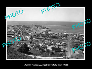 OLD LARGE HISTORIC PHOTO OF BURNIE TASMANIA, AERIAL VIEW OF THE TOWN c1960