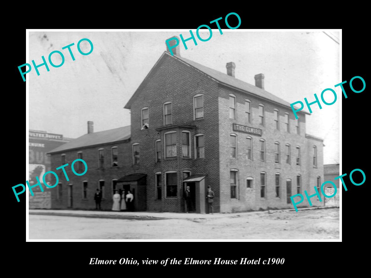 OLD LARGE HISTORIC PHOTO OF ELMORE OHIO, THE ELMORE HOUSE HOTEL c1900