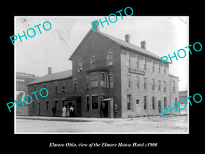 OLD LARGE HISTORIC PHOTO OF ELMORE OHIO, THE ELMORE HOUSE HOTEL c1900