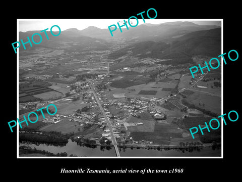 OLD LARGE HISTORIC PHOTO OF HUONVILLE TASMANIA, AERIAL VIEW OF THE TOWN c1960 1