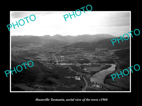 OLD LARGE HISTORIC PHOTO OF HUONVILLE TASMANIA, AERIAL VIEW OF THE TOWN c1960 2