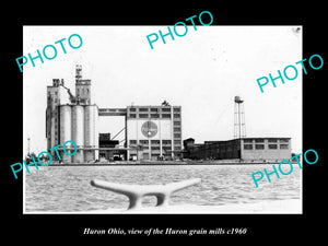 OLD LARGE HISTORIC PHOTO OF HURON OHIO, VIEW OF THE GRAIN MILL c1960