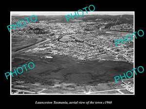 OLD LARGE HISTORIC PHOTO OF LAUNCESTON TASMANIA, AERIAL VIEW OF THE TOWN c1960 1