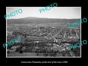 OLD LARGE HISTORIC PHOTO OF LAUNCESTON TASMANIA, AERIAL VIEW OF THE TOWN c1960 2