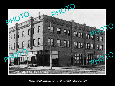 OLD LARGE HISTORIC PHOTO OF PASCO WASHINGTON, VIEW OF THE VILIARD HOTEL c1920