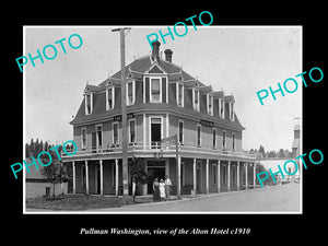 OLD LARGE HISTORIC PHOTO OF PULLMAN WASHINGTON, VIEW OF THE ALTON HOTEL c1910