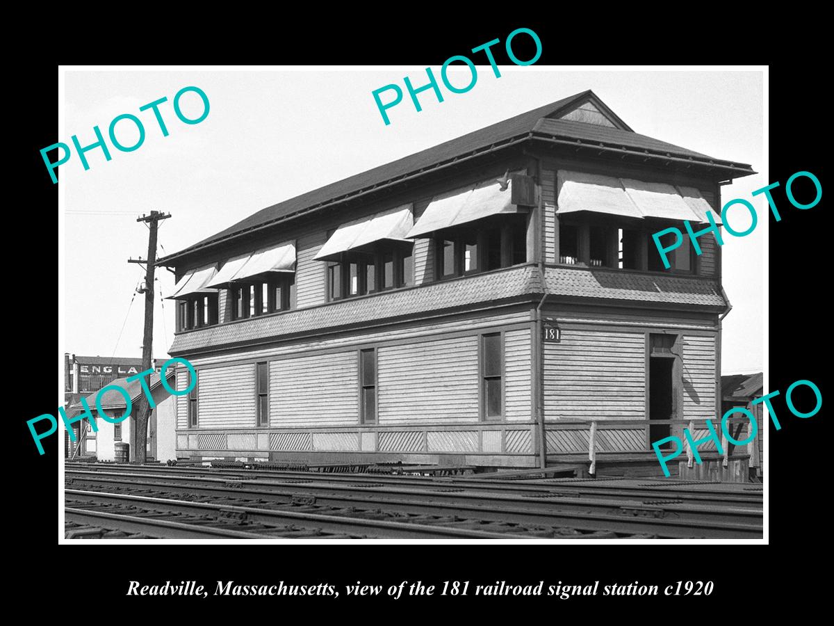 OLD LARGE HISTORIC PHOTO OF READVILLE MASSACHUSETTS, THE 181 RAILROAD TOWER 1920