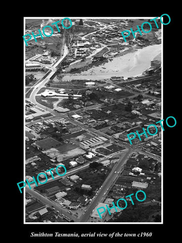 OLD LARGE HISTORIC PHOTO OF SMITHTON TASMANIA, AERIAL VIEW OF THE TOWN c1960 2