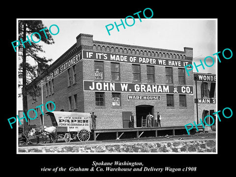 OLD LARGE HISTORIC PHOTO OF SPOKANE WASHINGTON, THE JOHN GRAHAM STORE c1908