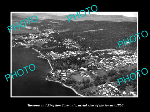 OLD LARGE HISTORIC PHOTO OF TAROONA KINGSTON TASMANIA, AERIAL VIEW OF TOWN c1960