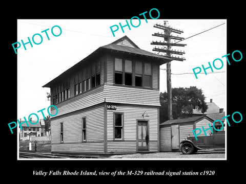 OLD LARGE HISTORIC PHOTO OF VALLEY FALLS RHODE ISLAND, THE RAILROAD TOWER c1920