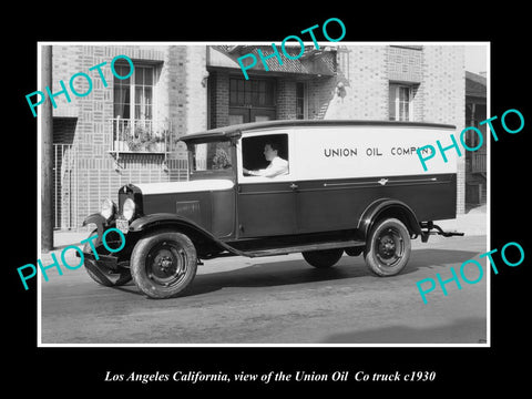 OLD LARGE HISTORIC PHOTO OF LOS ANGELES UNION OIL Co TRUCK c1930, CALIFORNIA