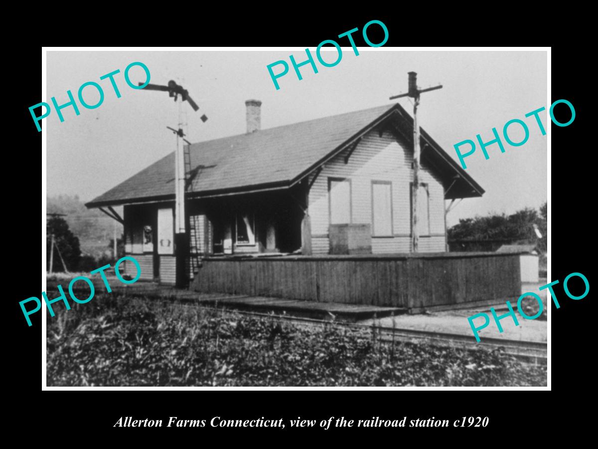 OLD LARGE HISTORIC PHOTO OF ALLERTON FARMS CONNECTICUT RAILROAD STATION c1920