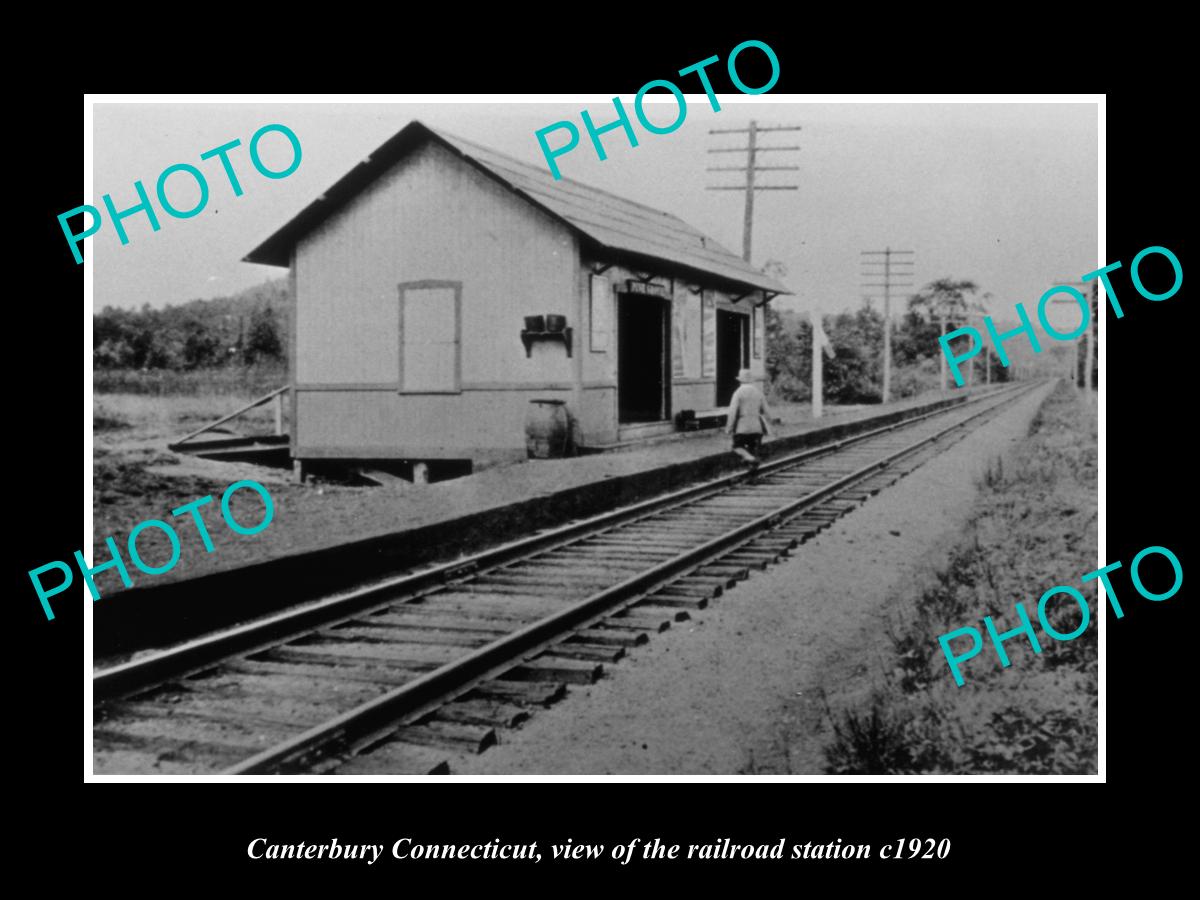 OLD LARGE HISTORIC PHOTO OF CANTERBURY CONNECTICUT, THE RAILROAD STATION c1920