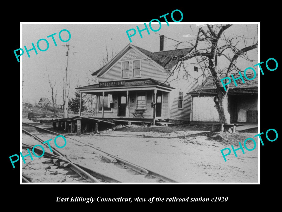 OLD LARGE HISTORIC PHOTO OF EAST KILLINGLY CONNECTICUT RAILROAD STATION c1920