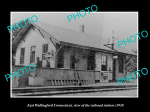 OLD LARGE HISTORIC PHOTO OF EAST WALLINGFORD CONNECTICUT RAILROAD STATION c1930