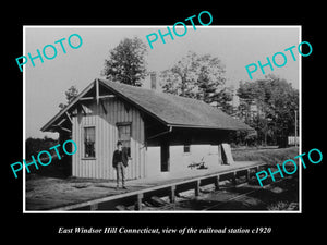 OLD LARGE HISTORIC PHOTO OF EAST WINDSOR HILL CONNECTICUT RAILROAD STATION c1920