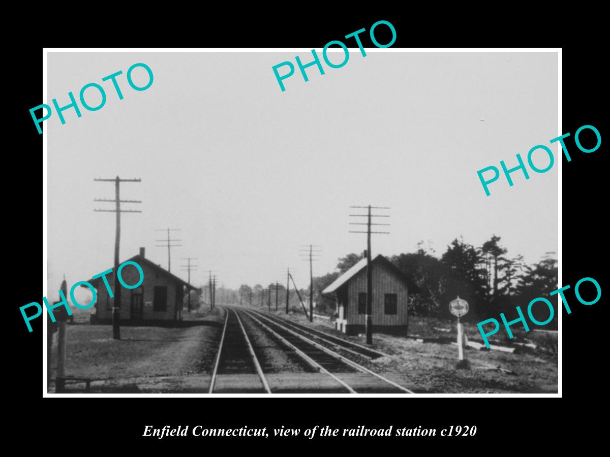 OLD LARGE HISTORIC PHOTO OF ENFIELD CONNECTICUT, THE RAILROAD STATION c1920