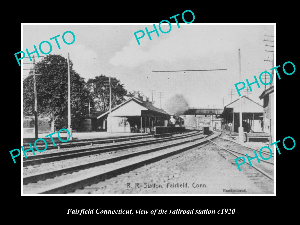 OLD LARGE HISTORIC PHOTO OF FAIRFIELD CONNECTICUT, THE RAILROAD STATION c1920