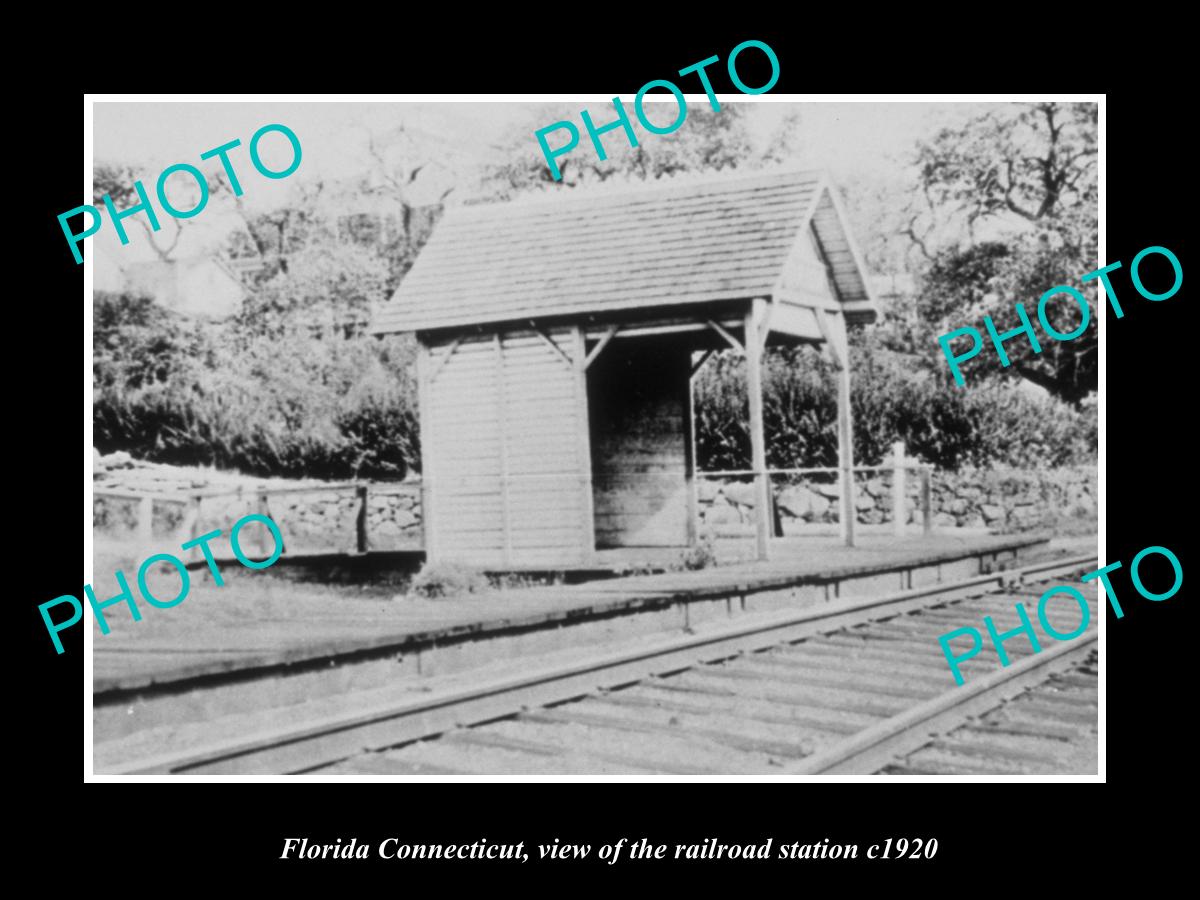 OLD LARGE HISTORIC PHOTO OF FLORIDA CONNECTICUT, THE RAILROAD STATION c1920