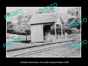 OLD LARGE HISTORIC PHOTO OF FLORIDA CONNECTICUT, THE RAILROAD STATION c1920