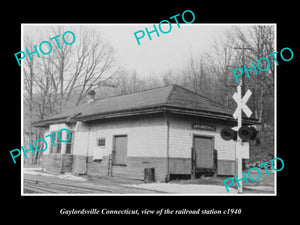 OLD LARGE HISTORIC PHOTO OF GAYLORDSVILLE CONNECTICUT RAILROAD STATION c1940