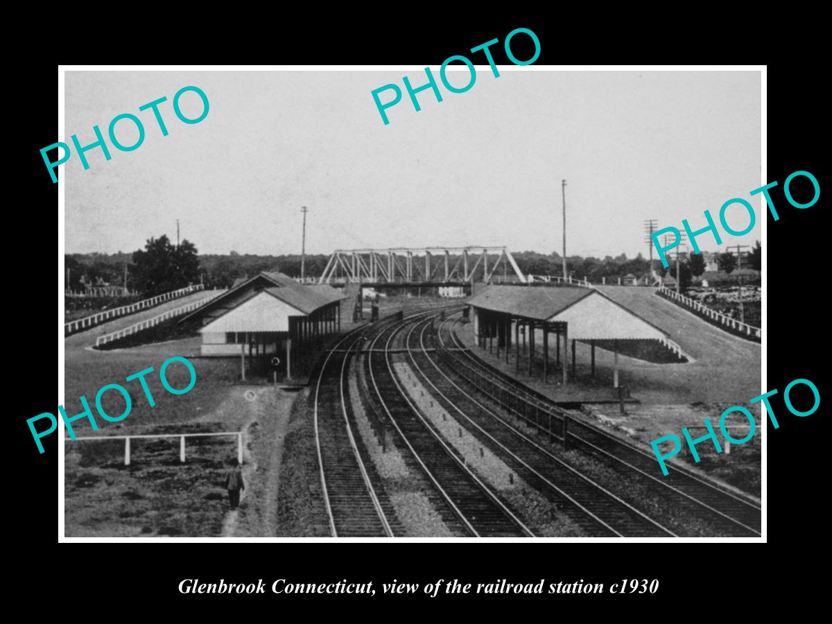 OLD LARGE HISTORIC PHOTO OF GLENBROOK CONNECTICUT, THE RAILROAD STATION c1930