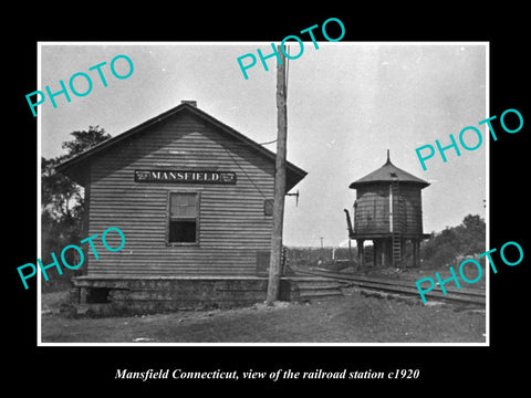 OLD LARGE HISTORIC PHOTO OF MANSFIELD CONNECTICUT, THE RAILROAD STATION c1920