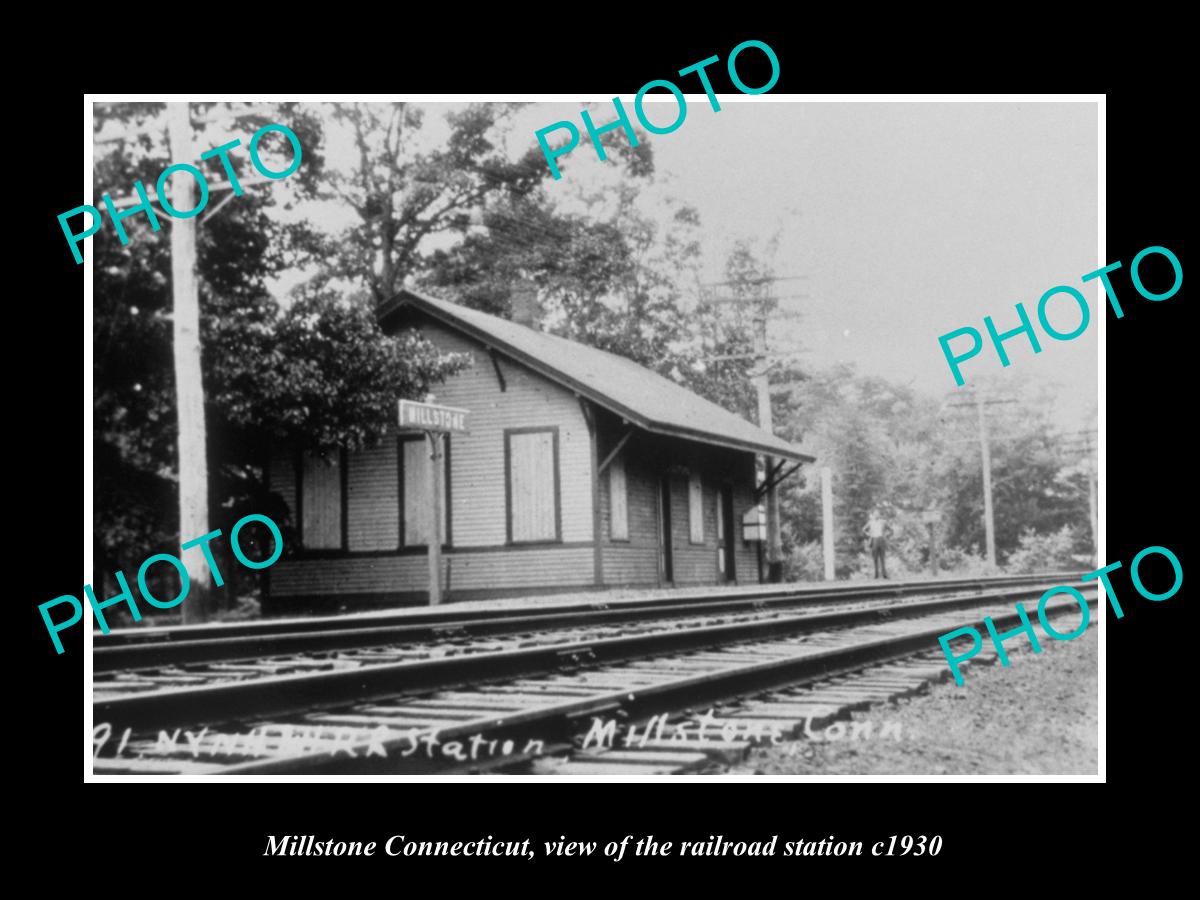 OLD LARGE HISTORIC PHOTO OF MILLSTONE CONNECTICUT, THE RAILROAD STATION c1930