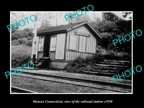 OLD LARGE HISTORIC PHOTO OF MONROE CONNECTICUT, THE RAILROAD STATION c1930