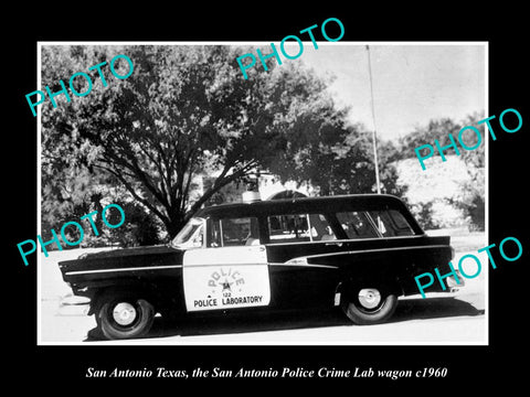 OLD LARGE HISTORIC PHOTO OF SAN ANTONIO TEXAS, POLICE CRIME LAB CAR WAGON c1960