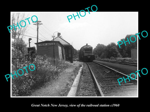 OLD LARGE HISTORIC PHOTO OF GREAT NOTCH NEW JERSEY, THE RAILROAD DEPOT c1960