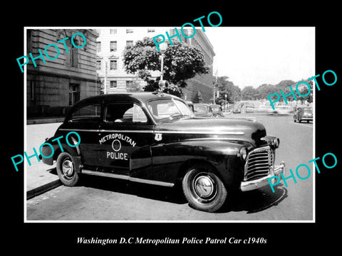 OLD LARGE HISTORIC PHOTO OF WASHINGTON DC METROPOLITAN POLICE PATROL CAR c1940