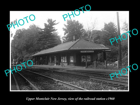 OLD LARGE HISTORIC PHOTO OF UPPER MONTCLAIR NEW JERSEY, THE RAILROAD DEPOT c1960