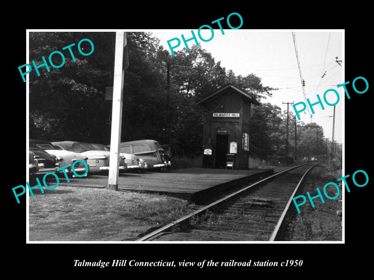 OLD LARGE HISTORIC PHOTO OF TALMADGE HILL CONNECTICUT, THE RAILROAD DEPOT c1950