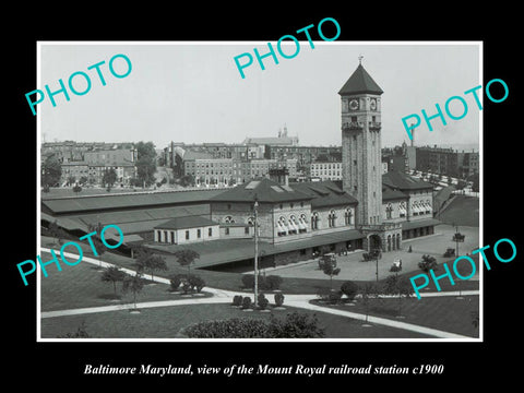 OLD LARGE HISTORIC PHOTO OF BALTIMORE MARYLAND, Mt ROYAL RAILROAD STATION c1900