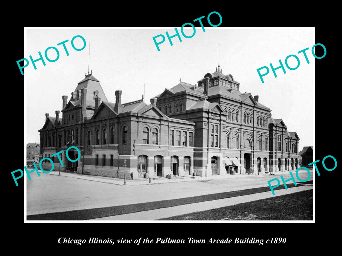 OLD LARGE HISTORIC PHOTO OF CHICAGO ILLINOIS, THE PULLMAN ARCADE BUILDING c1890