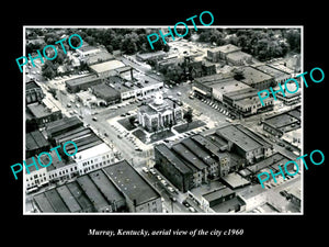 OLD LARGE HISTORIC PHOTO OF MURRAY KENTUCKY, AERIAL VIEW OF THE CITY c1960